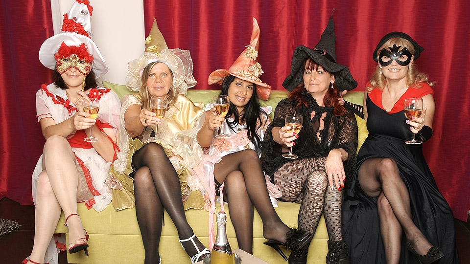 steaming - Its a steaming old and young lesbian halloween party : Mature La...