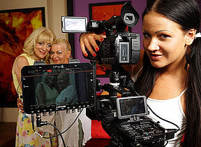 One horny old and young lesbians making a movie