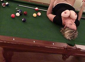 Mature Wife heavy boobs with high heels Fucked on pool table to orgasm