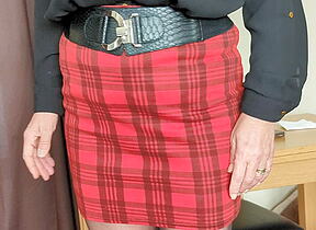 Mrs Sandie 50 skirt blouse pantyhose and heels